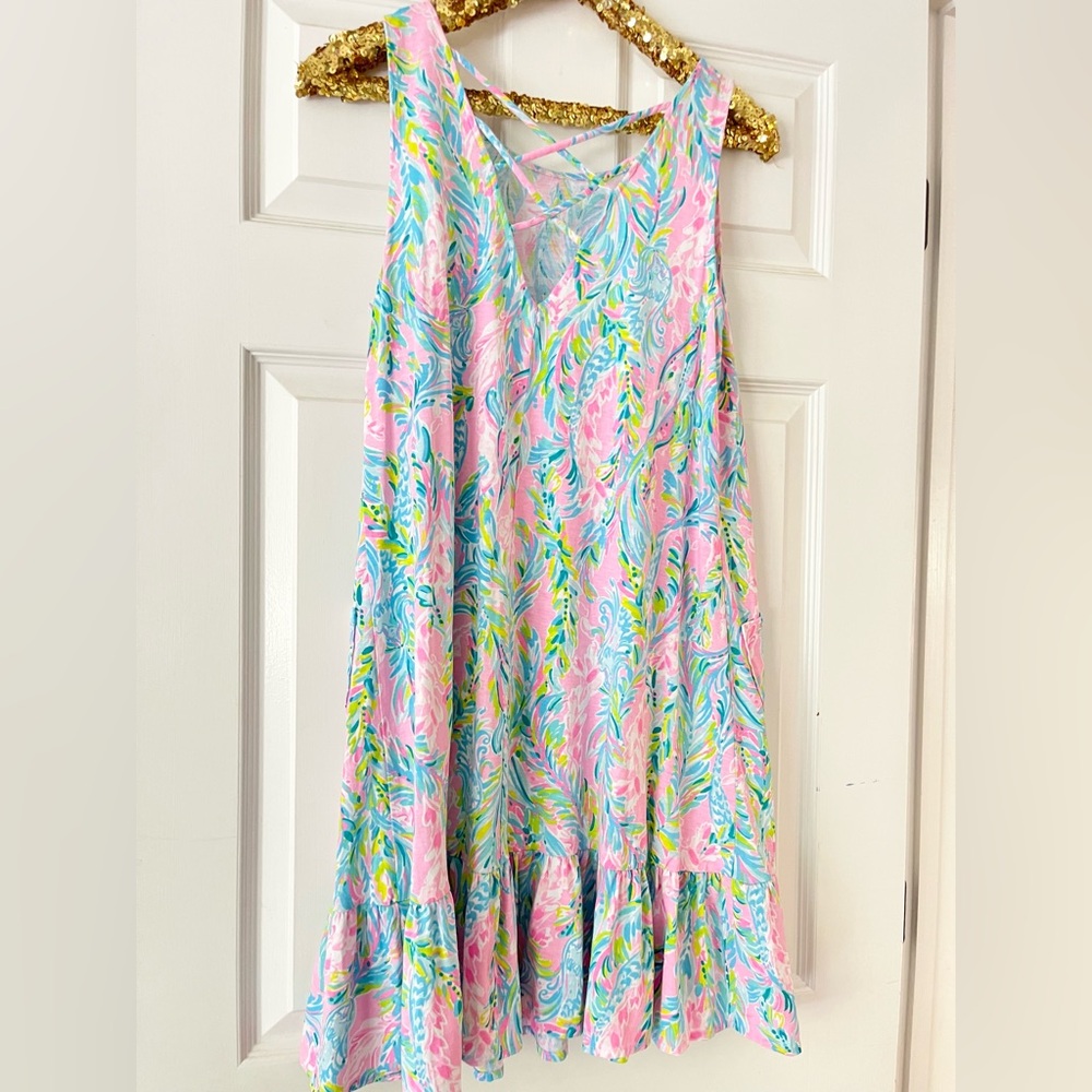 Lilly Pulitzer Kristen Flounce Dress W/Pockets Unicorn of the Sea - Picture 4 of 10